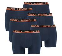 HEAD Herren Boxershort, 6er Pack - Basic, Baumwoll Stretch, einfarbig S Dunkelblau/Orange