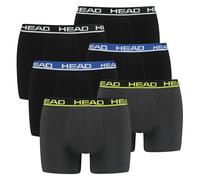HEAD Herren Boxershort, 6er Pack - Basic, Baumwoll Stretch, einfarbig Schwarz/Schwarz/Blau/Anthrazit/Gelb / M M Mehrfarbig
