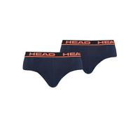 HEAD Herren Slip Basic – 2er-Pack Cotton Stretch, Logobund Blau/Orange Größe M