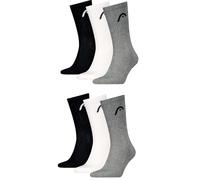 HEAD Herren Crew Sportsocken im 6er Pack (43-46, Grey/White/Black)