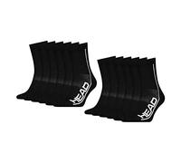 HEAD Herren Damen Performance Sportsocken Short Crew Cotton Blend Socks 6 Paar, Farbe:Schwarz, Größe:43-46, Artikel:-005 black