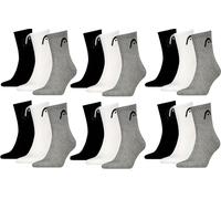 HEAD Herren Damen Short Crew Sport Socken im 18er Pack (43-46, Grey/White/Black)