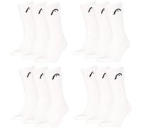 HEAD Herren Damen Sportsocken Crew Style im 12er Pack (35-38,Weiss)