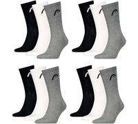HEAD Herren Damen Sportsocken Crew Style im 12er Pack (39-42, schwarz/weiß/grau)