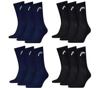 HEAD Herren Damen Sportsocken Crew Style im 12er Pack (43-46, Schwarz/Navy)