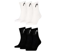 HEAD Herren Short Crew Sportsocken im 6erPack (43-46, Black/White)