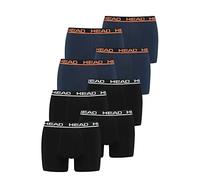 HEAD Herren Basic Boxer Pant Shorts Unterwäsche Unterhose 6 er Pack, Farbe:Black/Blue Orange, Bekleidungsgröße:XL