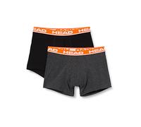 Boxershorts HEAD "HEAD BASIC BOXER 2P", Herren, Gr. L, grau (grau, rot), Obermaterial: 95% Baumwolle, 5% Elasthan, unifarben, körpernah, Unterhosen, mit elastischem Logobund (90475248-L) grau, rot