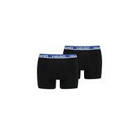 Boxer HEAD "HEAD BASIC BOXER 2P", Herren, Gr. L, blau (blau, schwarz), Obermaterial: 95% Baumwolle, 5% Elasthan, unifarben mit Farbeinsatz, körpernah, Unterhosen, mit elastischem Logobund (95867145-L)