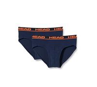 HEAD Herren Slip Basic – 2er-Pack Cotton Stretch, Logobund Blau/Orange Größe M