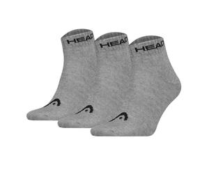 HEAD Unisex Quarter Socken, 3er Pack - Elements All Sport Quarter, Logo, einfarbig 39-42 Grau