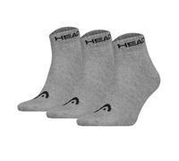 HEAD Unisex Quarter Socken, 3er Pack - Elements All Sport Quarter, Logo, einfarbig Grau 43-46