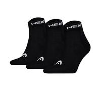 HEAD Unisex Quarter Socken, 3er Pack - Elements All Sport Quarter, Logo, einfarbig Schwarz 39-42