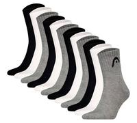 HEAD Unisex Socken, 12er Pack - All Sports Training Short Crew, Sportsocken, Logo, einfarbig 39-42 Grau/Weiß/Schwarz