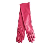 HEAITHpool 50 cm Lange Lederhandschuhe Damen Lederhandschuhe Warme Damen Winterhandschuhe Einfache Damenhandschuhe Magenta S