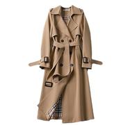 HEAITHpool Damen Trenchcoat, mittellang, Frühling und Herbst, koreanischer Stil, kleiner, beliebter Mantel im britischen Stil, Overknee-Mantel Coat Khaki M