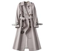 HEAITHpool Damen Trenchcoat, mittellang, Frühling und Herbst, koreanischer Stil, kleiner, beliebter Mantel im britischen Stil, Overknee-Mantel Coat Rice white XL