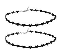 HEALEEP 2 Stück Kurze Herz choker Halskette Damen Elegant Schlicht Verstellbar Leicht Silberfarbend Modisch Komfortabel für Alltag und Party