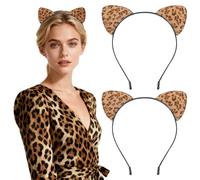 HEALEEP 2 Stück Leopard Katzenohren Stirnband Haarreif mit Leopardenmuster Party Kopfschmuck für Mädchen Cosplay Make Up Zubehör