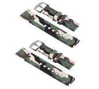 HEALEEP 2 Stück Nylon Uhrenarmbänder 22mm Grün Getarntes Canvas Armband mit Praktischem Design Geeignet für Freizeit und Arbeit