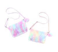 HEALEEP 2 Stück pack Regenbogen Plüsch Umhängetasche für Mädchen Leichte und Tragbare Handytasche für Kurze Reisen und Alltag