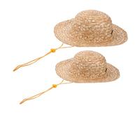 HEALEEP 2 Stück Unbemalte Sonnenhut für Sommer DIY Bastelhut mit Breiter Krempe für Jungen und Mädchen Outdoor Strohhut für Strand und Freizeitaktivitäten