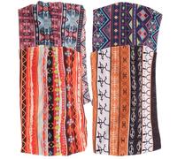 HEALEEP 4 Stück Afrikanische Stirnbänder Breites Elastisches Stoffhaarband mit Knoten Bunte Yoga Haarbänder Damen Sport Haaraccessoires für Alltag und Training