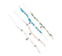 HEALEEP 4 Stück Verstellbare Damen Armbänder Boho Stretcharmbänder mit Steinperlen Meeresmuschel Sternförmigen Schildkröten Anhängern Strand Schmuck für Sommer Urlaub