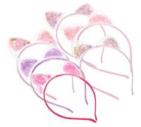 HEALEEP 6 Stück Haarbänder mit Pailletten und Treibsandmuster Katzenohren Stirnband Süßes Haar Accessoire für Party Karneval Cosplay