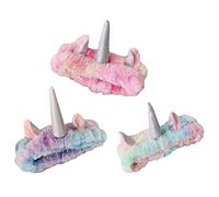 HEALEEP Einhorn Gesichtswasch Stirnband aus Weichem Korallenvlies 3 Stück Pack Elastisches Haarband für Spa und Make Up Geeignet für Damen und Mädchen Beim Duschen