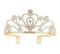 HEALEEP Elegantes Goldenes Metallkrone Haarband mit Liebesherz Design für Brautfrisur Langlebig und Praktisch für Party und Festliche Anlässe