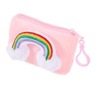 HEALEEP Plüsch Regenbogen Schlüsselanhänger Münzgeldbörse Mädchen Mini Portmonee Täschchen für Schlüssel und Kleingeld Praktischer Anhänger für Rucksack und Handtasche Farbenfrohes