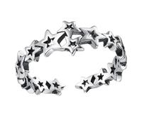 HEALEEP Verstellbarer Ring mit Fünfzackigem Stern aus Weißkupfer Modischer Fingerschmuck für Mädchen Tägliche Dekoration und Selfie Accessoire in Silber
