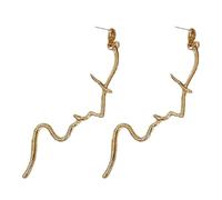 Healeved 1 Paar Damen Ohrhänger Gesicht Ohrringe Tropfenform aus Legierung Goldfarben Leicht und Hautfreundlich für Alltag und Party