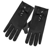 Healeved 1 Paar Handgelenklange Satin Hochzeitshandschuhe für Damen in Schwarz mit Weichem Luxus und Einfacher Pflege für Hochzeiten und Abendveranstaltungen