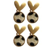 Healeved 1 Satz 2 Paar Silberne Ohrringe mit Kuhmuster Herzförmige Damenohrringe aus Edelstahl Leichte Modeschmuck Ohrstecker für Partys und Geschenke