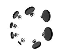 Healeved 10 Stück Selbstgemacht Ohrstecker Rohlinge 16mm Edelstahl Schwarz mit Korkbasis und Ohrstopper Schmuckherstellungszubehör für Ohrringherstellung