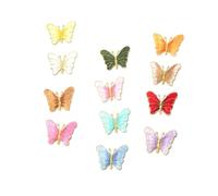 Healeved 12 Stück Schmetterlings Bügelaufnäher mit Heißkleber Rückseite Bunte Stickapplikationen aus Stoff für Kleidung Taschen und Textilien