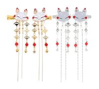 Healeved 2 Paar Hanfu Quasten Haarspangen Legierung Fuchsdekor Haarnadeln für Damen Mädchen Festlicher Haarschmuck Vintage Stil