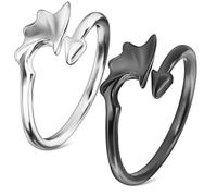 Healeved 2 Stk. Verstellbare Partner Ringe für Damen und Herren Teufel-Design Modische Unisex Ringe aus Legiertem Material Komfortabel und Stilvoll für Besondere Anlässe