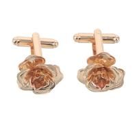 Healeved 2 Stück 2 Manschettenknöpfe mit Rosendesign Französischer Stil Goldfarben Kupfer für Hemd mit Umschlagmanschetten Smoking und Anzug Formelle Anlässe Wie Hochzeit und Business