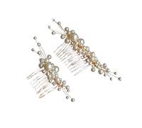 Healeved 2 STÜCK Handgefertigte Set Perlen Haarkämme Brautschmuck Eleganter Haarschmuck für Hochzeit Vielseitige Steckkämme für Braut und Brautjungfern Zarte Perlendekoration für Festliche