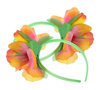 Healeved 2 Stück Hawaiianische Blumen Haarbänder aus Seide und Kunststoff Farbenfrohe Party Stirnbänder für Damen Hawaii Kostümaccessoire für Strand und Geburtstagsfeiern