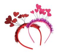 Healeved 2 Stück Herz Haarreifen Charmante Stirnbänder für Valentinstag Geburtstagsfeiern und Kostümpartys Rote und Herzaccessoires für Besondere Anlässe