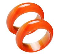 Healeved 2 Stück Paarring aus Karneol, Orangefarbener Bandring für Paare | Handpoliert, Leicht und Angenehm zu Tragen, Glatte Innenseite, Elegantes Unisex Design für Alltag und Dates