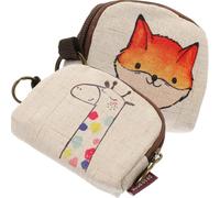 Healeved 2 Stück-Pack Süße Handtaschen und Kleine Geldbörsen aus Leinen mit Cartoon Motiv Flexibel zum Verstauen Kleiner Gegenstände Beim Einkaufen und Freizeitspaziergang