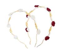 Healeved 2stücke Damen Stirnband Mit Design Rutschfeste Kopfband Haarband in Weiß Und Burgunderrot Praktisches Haaraccessoire Für Frauen