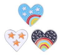 Healeved 3 Stück Regenbogenstern Anstecknadeln Herzform Emaille Broschen für Kleidung Rucksack Hut Bunte Legierung Dekoration