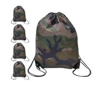 Healeved 5 Stück Pack Camouflage Kordelzug Rucksäcke aus Polyester Faltbare Sportrucksäcke für Jungen Mädchen Kompakte Sportbeutel für Camping Wandern Freizeit