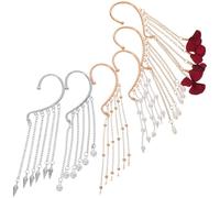 Healeved 6 Stück Damen Ohrclips ohne Piercing Lange Quasten Ohrhänger aus Metall in Silber und Gold Ohrwickel Clip Ohrringe für Büro Abendessen und Festliche Anlässe